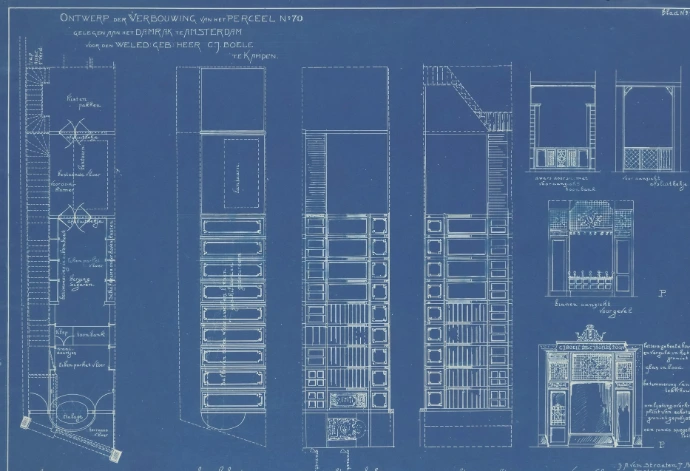 A blueprint of a building with a bunch of windows